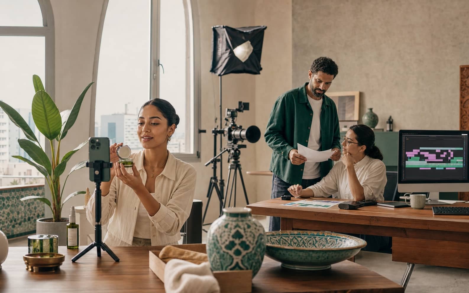 Création d'une vidéo UGC dans un studio de production