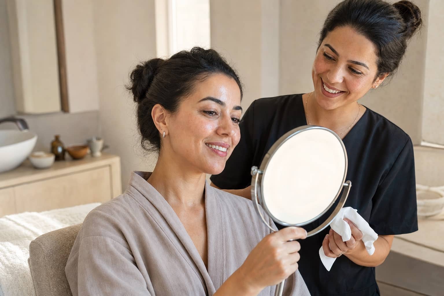 Client servi dans un salon de beauté à Marrakech